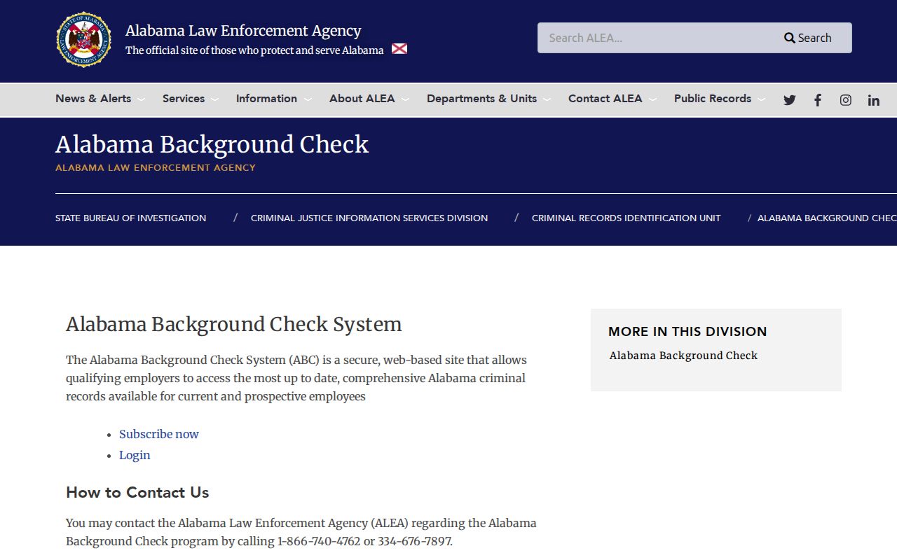 Pike County criminal history and Alabama Background Check System login